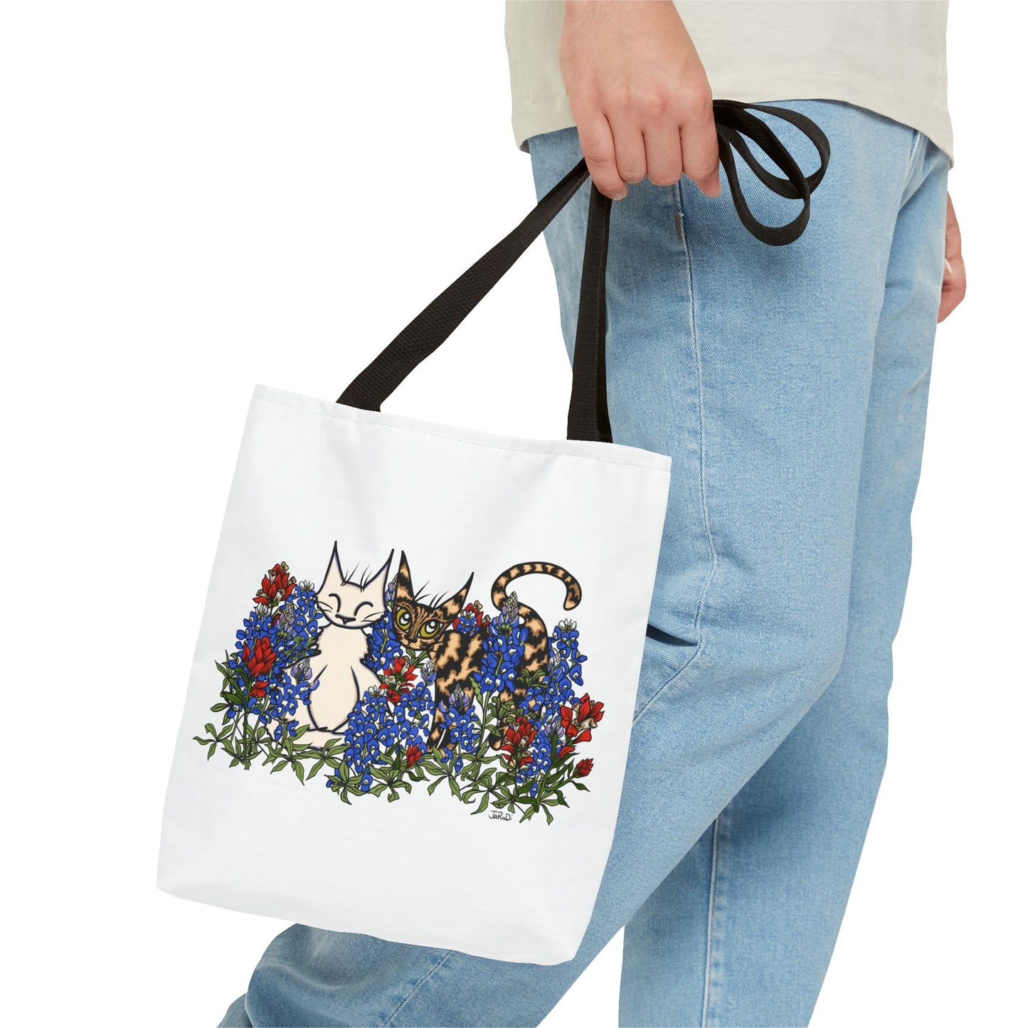 Floral Cat Tote Bag, Cute Cat Lover Gift, AOP Tote for Everyday Use, Pet Owner Tote, Spring Floral Bag