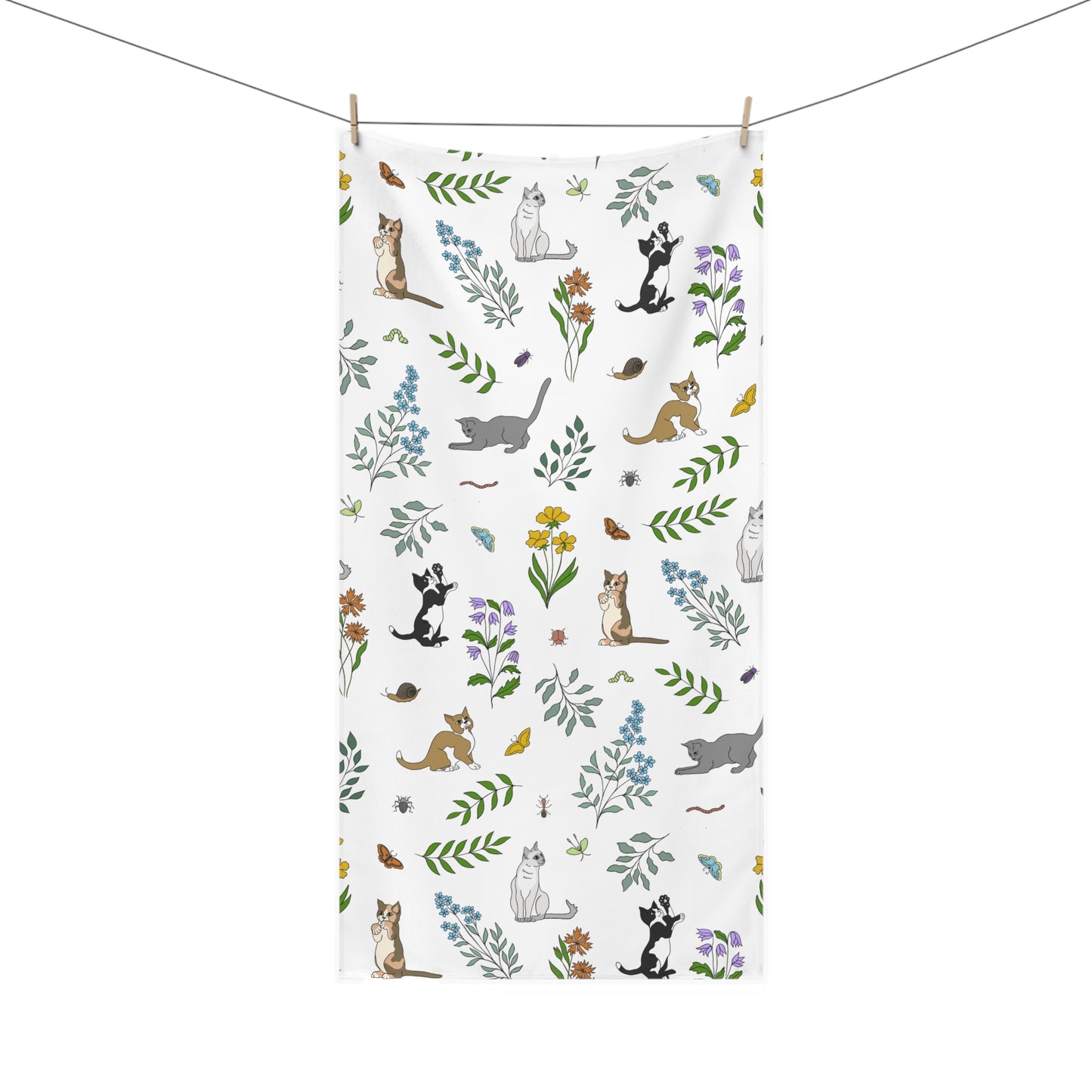 Wildflower Kittens Large Bath Towel