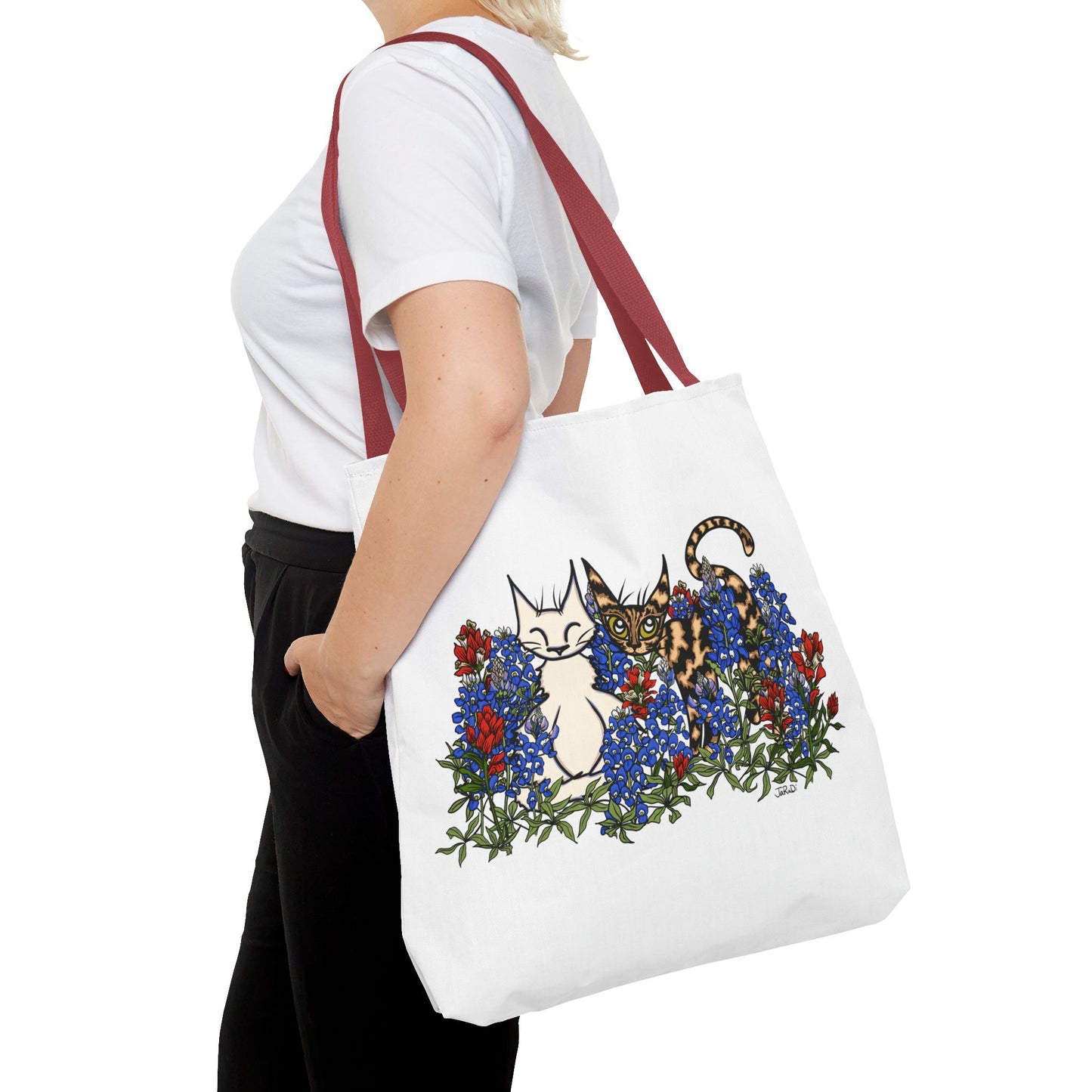 Floral Cat Tote Bag, Cute Cat Lover Gift, AOP Tote for Everyday Use, Pet Owner Tote, Spring Floral Bag