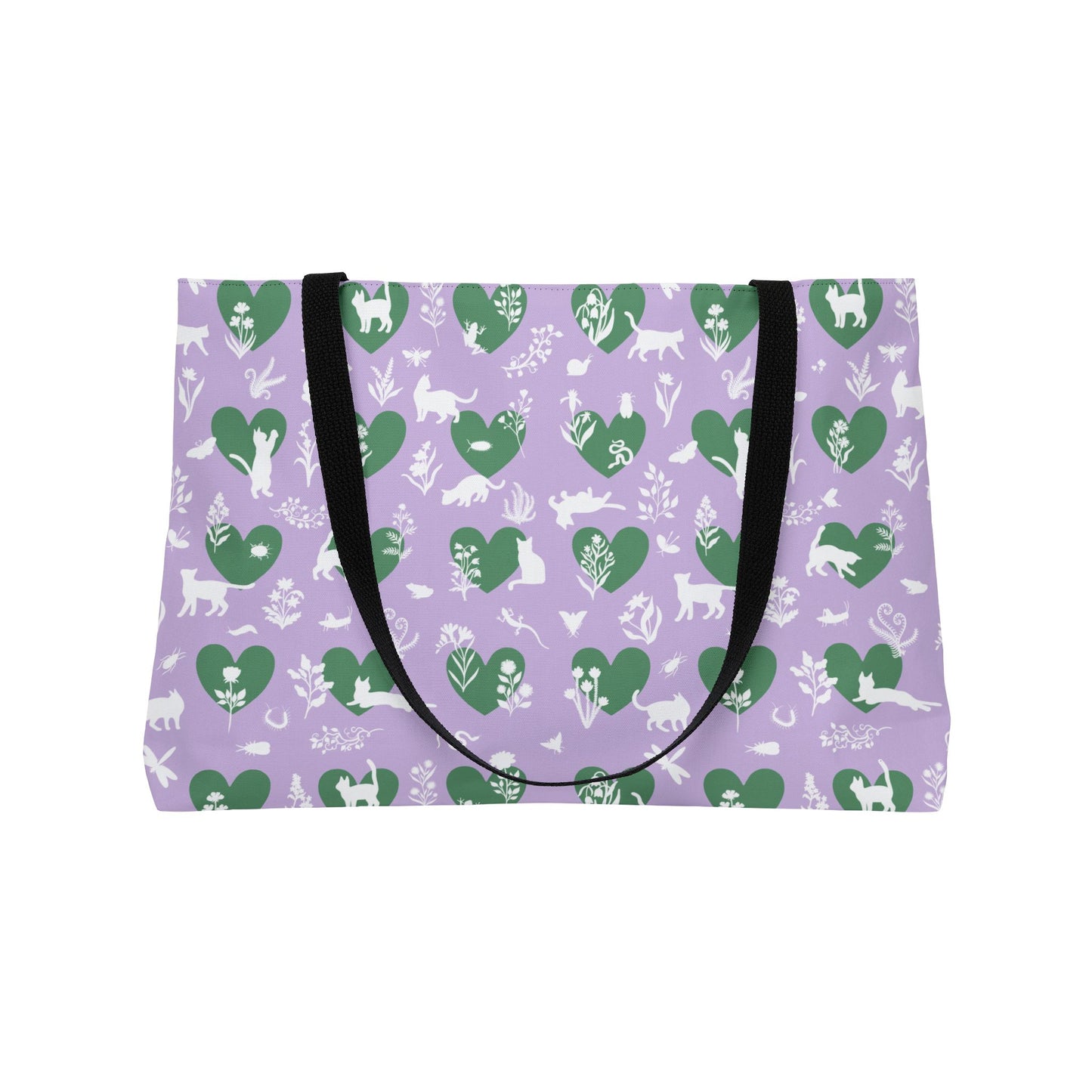 Charming Pet Lover's Weekender Tote Bag Lavender | Eco-Friendly Travel, Beach Bag, Picnic Tote, Animal Lover Gift, Heart Pattern Design