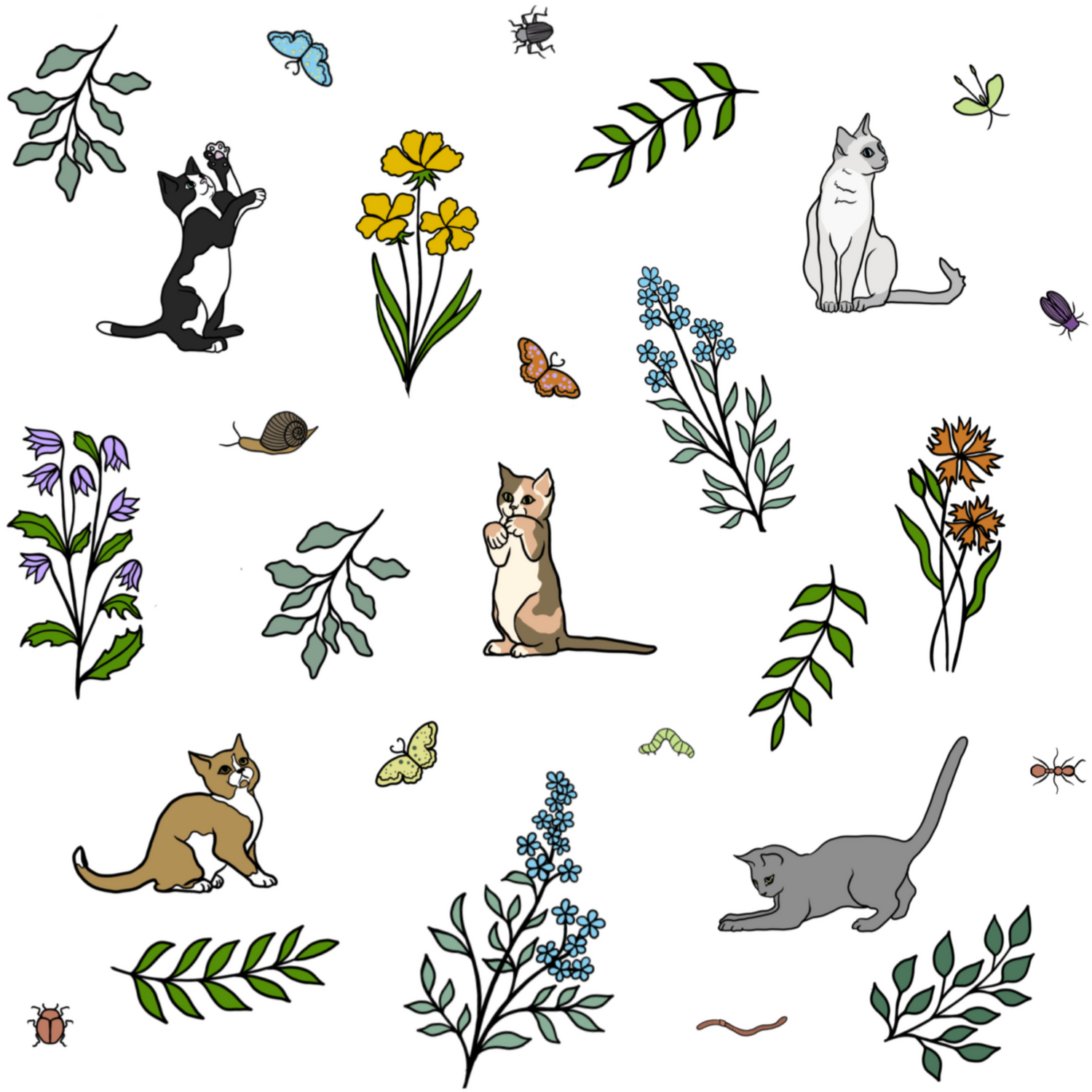 Wildflower Kittens and Bugs