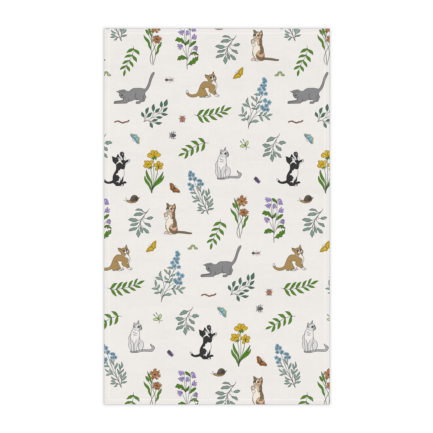 Wildflower Kittens Tea Towel