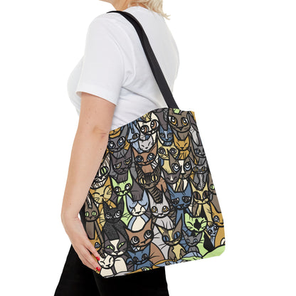Cat Crowd Pattern Tote Bag, Stylish Reusable Shopping Bag, Eco-Friendly Gift for Cat Lovers, Pet Accessories, Everyday Carryall