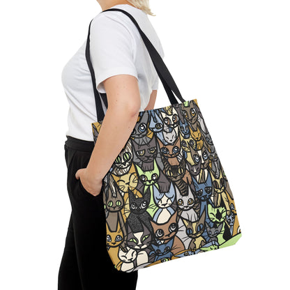Cat Crowd Pattern Tote Bag, Stylish Reusable Shopping Bag, Eco-Friendly Gift for Cat Lovers, Pet Accessories, Everyday Carryall