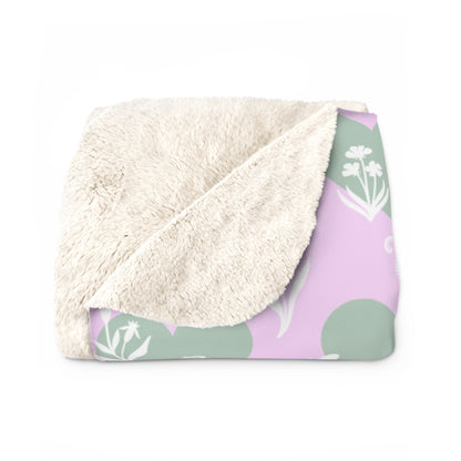 'Heart Cats' Sherpa Fleece Blanket, Pink&Seafoam