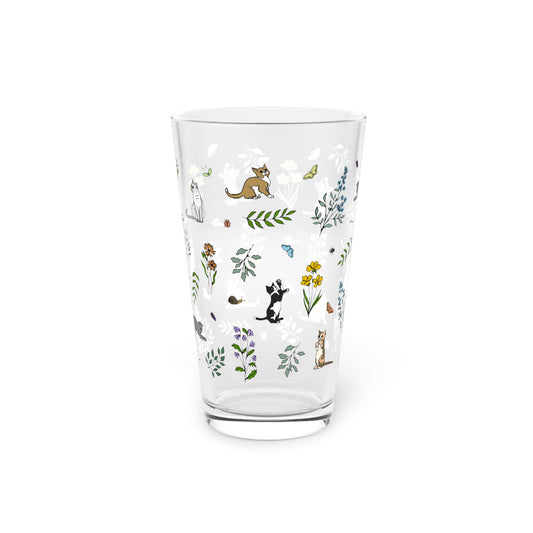 Spring Meadow Kitten 16oz Pint Glass – Floral Drinkware