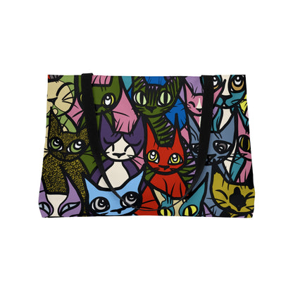 Colorful Cat Weekender Tote Bag | Fun Travel Bag, Cat Lover's Accessory, Beach Tote, Gift for Cat Owners, Charlie's Cat Collection