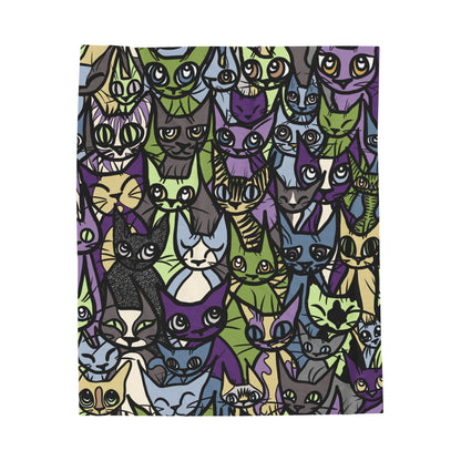 'Cozy Crowd' Velveteen Plush Blanket, Cool Colors