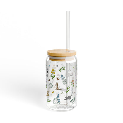 Wildflower Kittens 16oz Glass with Bamboo Lid