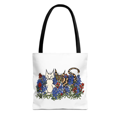 Floral Cat Tote Bag, Cute Cat Lover Gift, AOP Tote for Everyday Use, Pet Owner Tote, Spring Floral Bag