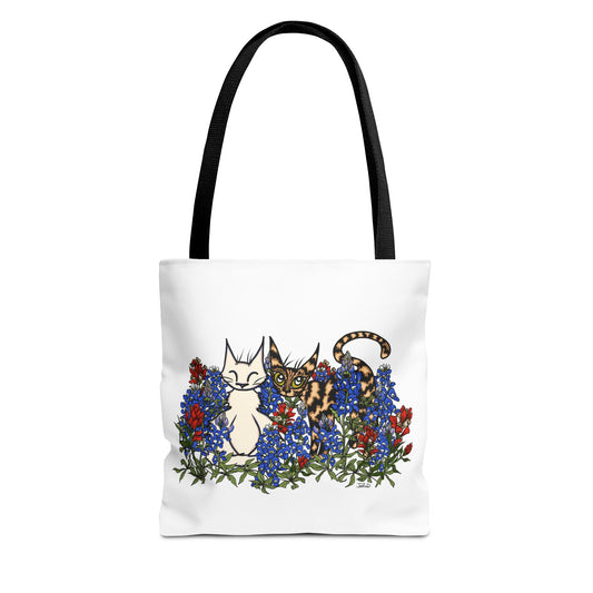 Floral Cat Tote Bag, Cute Cat Lover Gift, AOP Tote for Everyday Use, Pet Owner Tote, Spring Floral Bag