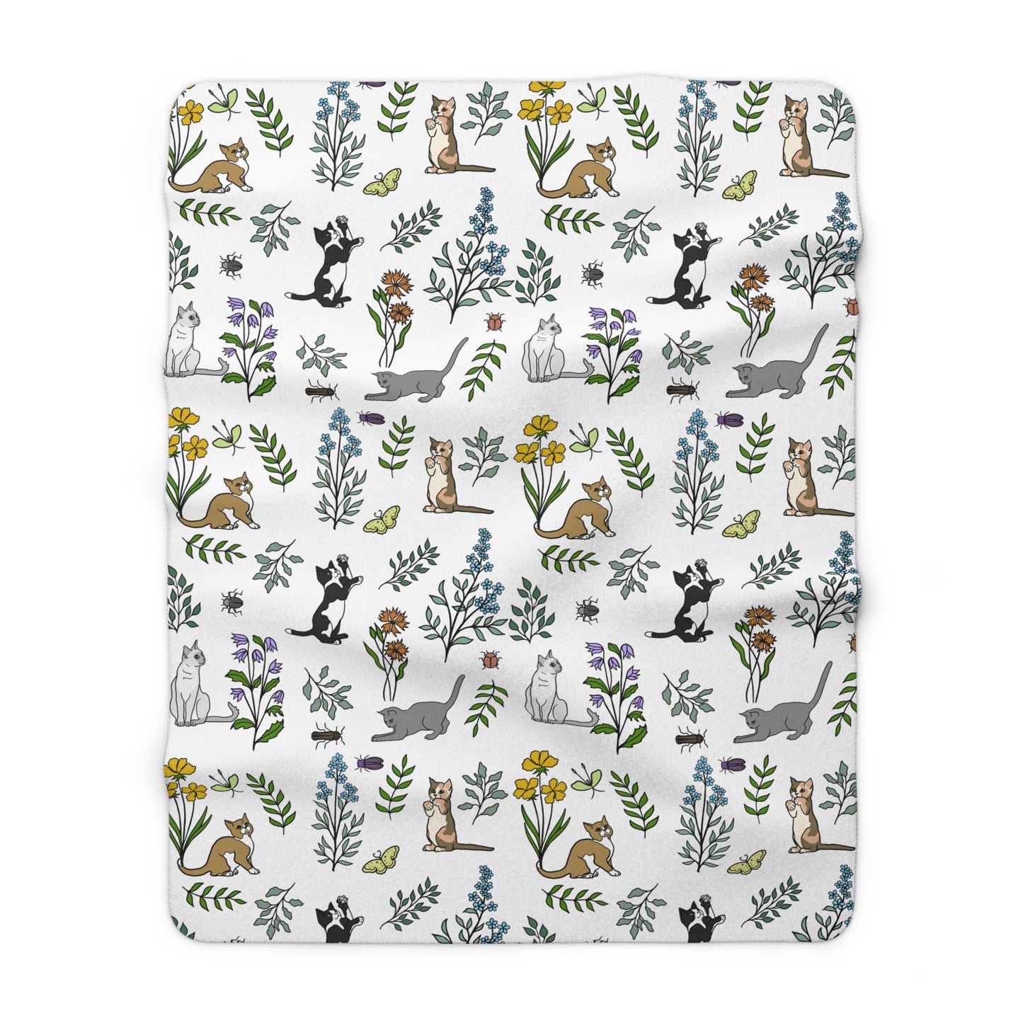 Luxurious Soft Sherpa Fleece Blanket, Spring Cats