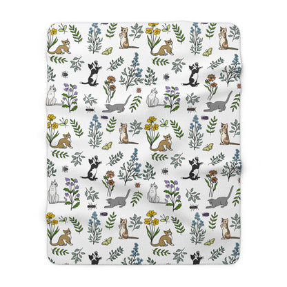 Luxurious Soft Sherpa Fleece Blanket, Spring Cats