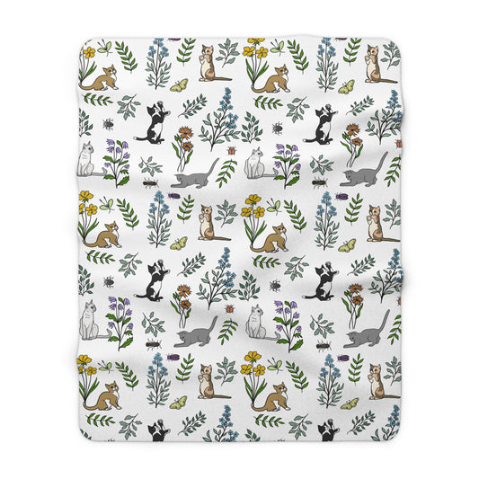 Luxurious Soft Sherpa Fleece Blanket, Spring Cats