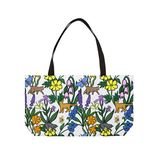 Flower Garden Weekender Tote Bag, Ideal for Travel, Beach, Gym, Cute Gift for Pet Lovers, Eco-Friendly, Bold Design
