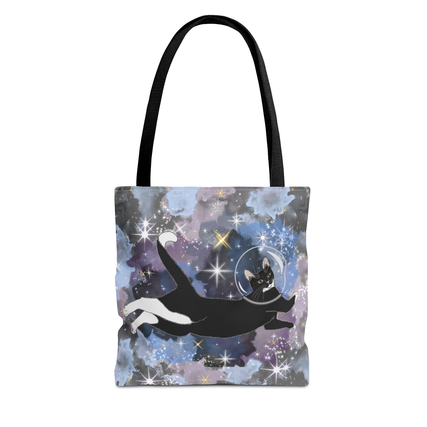 Galaxy Cat Tote Bag, Space Cat Bag, Cute Cat Tote, AOP Cat Lover Gift, Cosmic Cat Shopping Bag, Perfect for Cat Owners