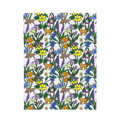'Flower Garden Kitties' Velveteen Plush Blanket