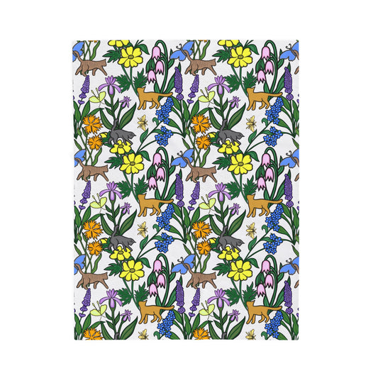 'Flower Garden Kitties' Velveteen Plush Blanket