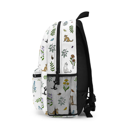 Wildflower Kittens and Bugs Backpack — Cute Floral Cat Print School Bag