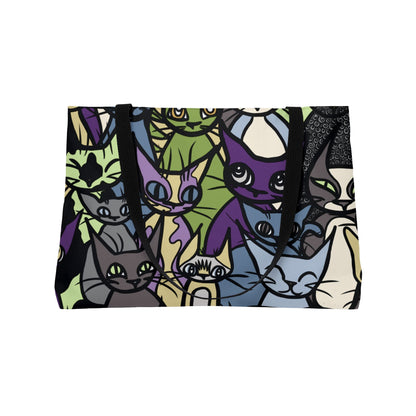 Colorful Cat Weekender Tote Bag, Cat Lover's Canvas Bag, Beach Bag, Travel Tote, Gifts for Cat Owners, Fun Shopping Bag