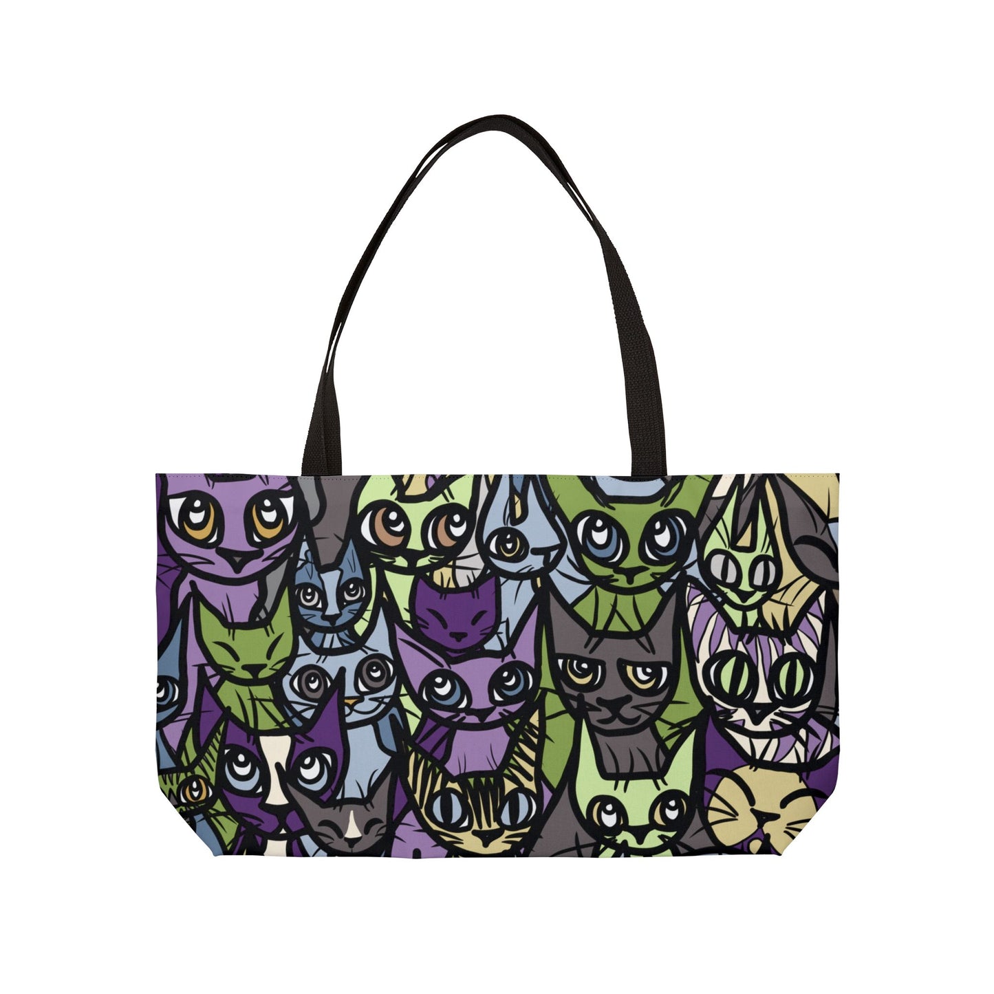 Colorful Cat Weekender Tote Bag, Cat Lover's Canvas Bag, Beach Bag, Travel Tote, Gifts for Cat Owners, Fun Shopping Bag