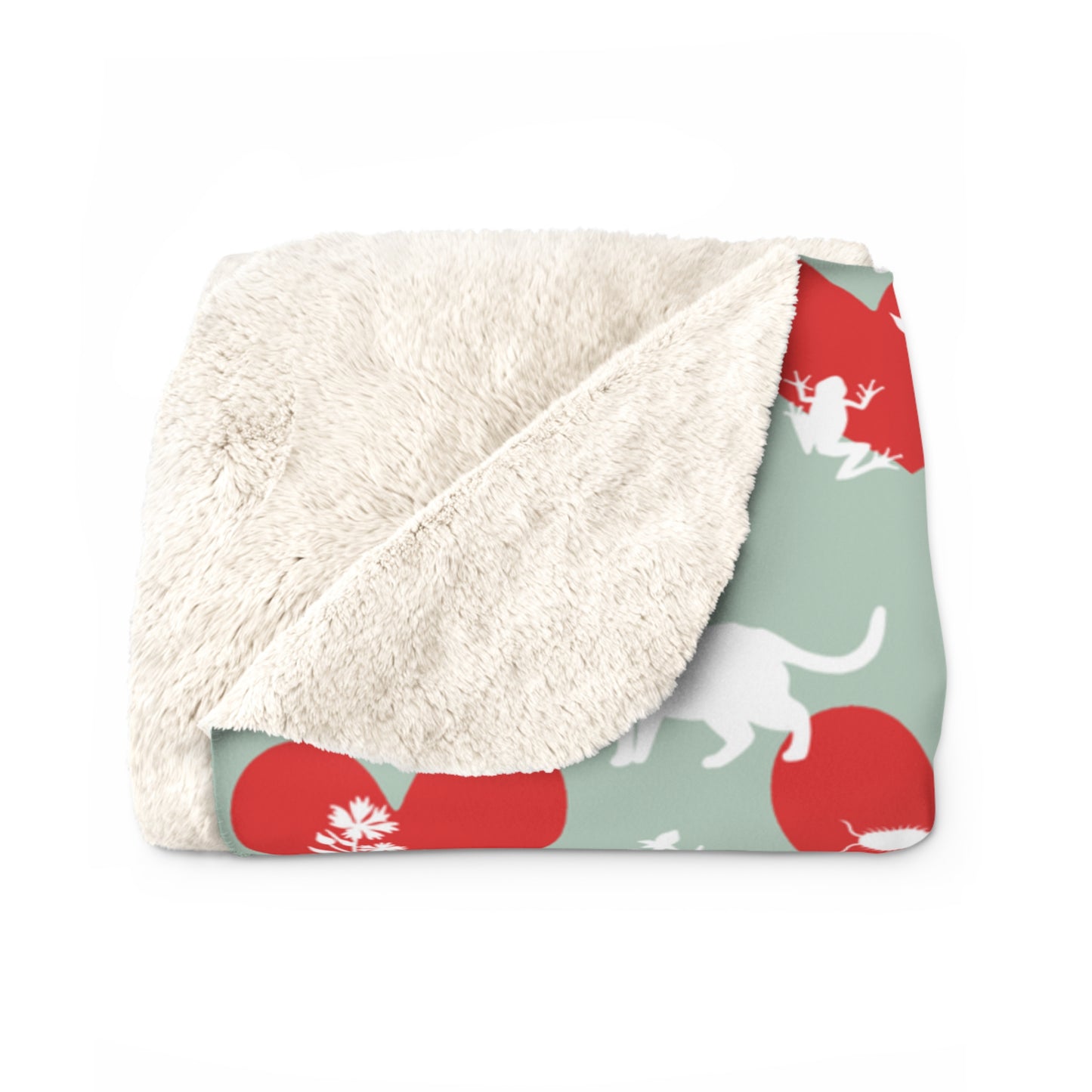 Cozy Heart Cats Sherpa Blanket, Fleece Throw for Cat Lovers, Valentine's Day, Warm Home Decor, Gift for Her