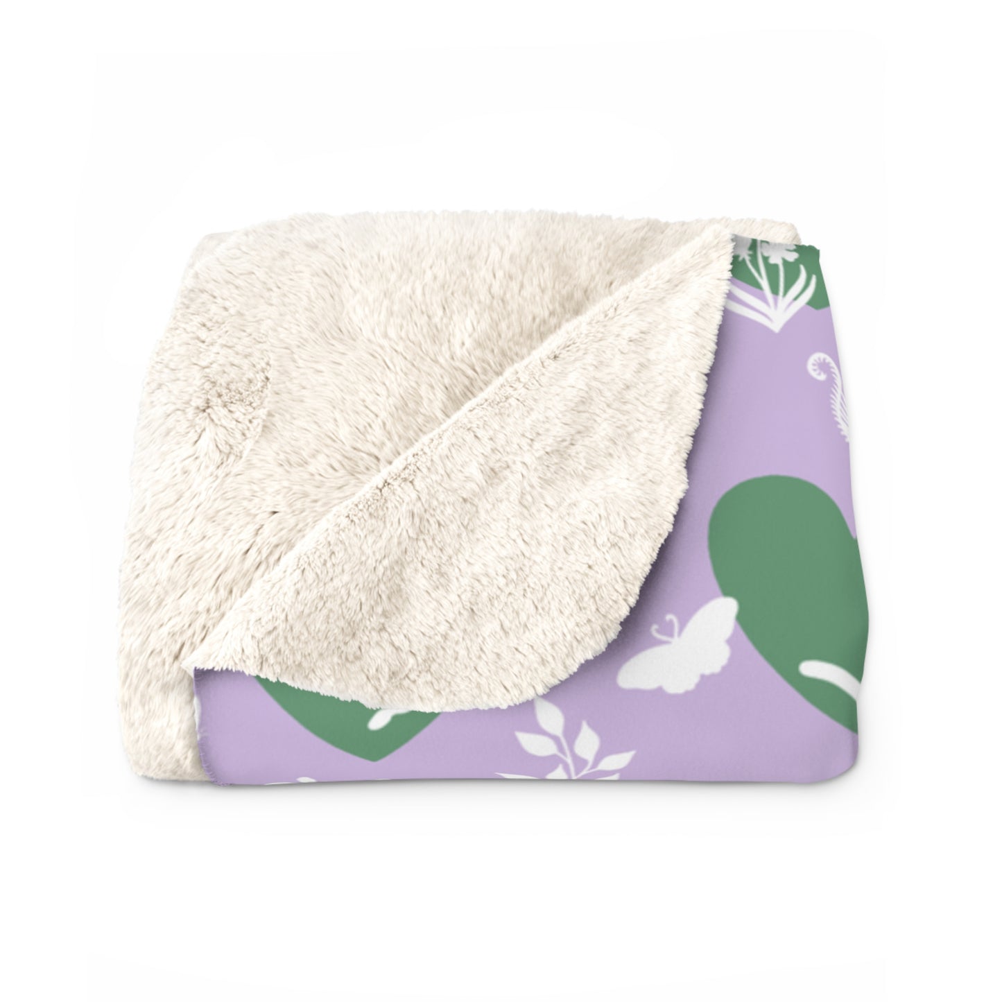 'Heart Cats' Lavender&Brunswick Sherpa Fleece Blanket