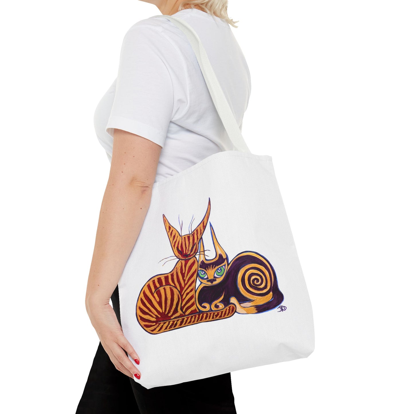 Artistic Cat Tote Bag, Cat Lover Gift, Stylish Reusable Bag, AOP Bag for Everyday Use, Eco-Friendly Cat Tote, Unique Gift for Her