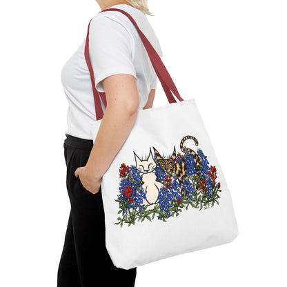Floral Cat Tote Bag, Cute Cat Lover Gift, AOP Tote for Everyday Use, Pet Owner Tote, Spring Floral Bag
