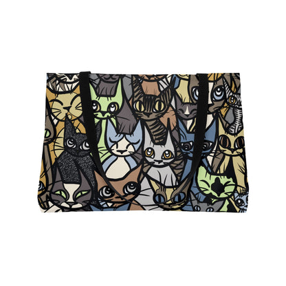 Cat Lovers, Cat Crowd Weekender Tote Bag - USA Artist, Perfect for Travel, Beach, Shopping, Gifts