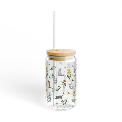 Wildflower Kittens 16oz Glass with Bamboo Lid