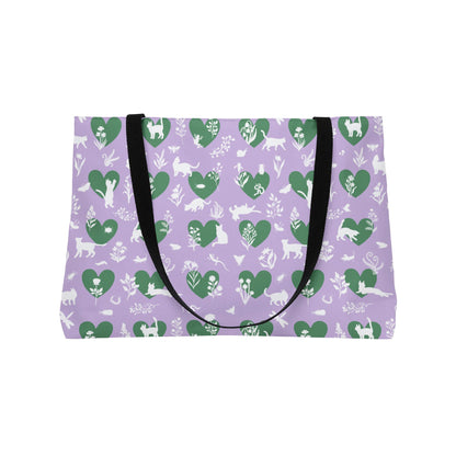 Charming Pet Lover's Weekender Tote Bag Lavender | Eco-Friendly Travel, Beach Bag, Picnic Tote, Animal Lover Gift, Heart Pattern Design