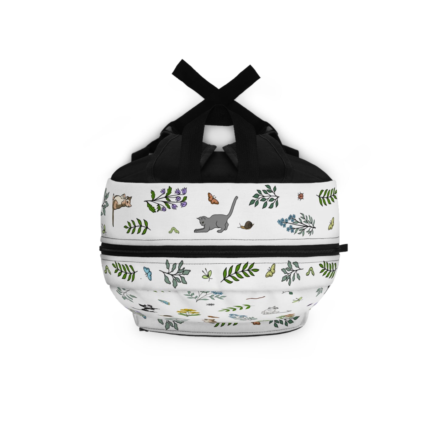 Wildflower Kittens and Bugs Backpack — Cute Floral Cat Print School Bag