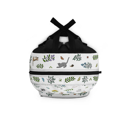 Wildflower Kittens and Bugs Backpack — Cute Floral Cat Print School Bag