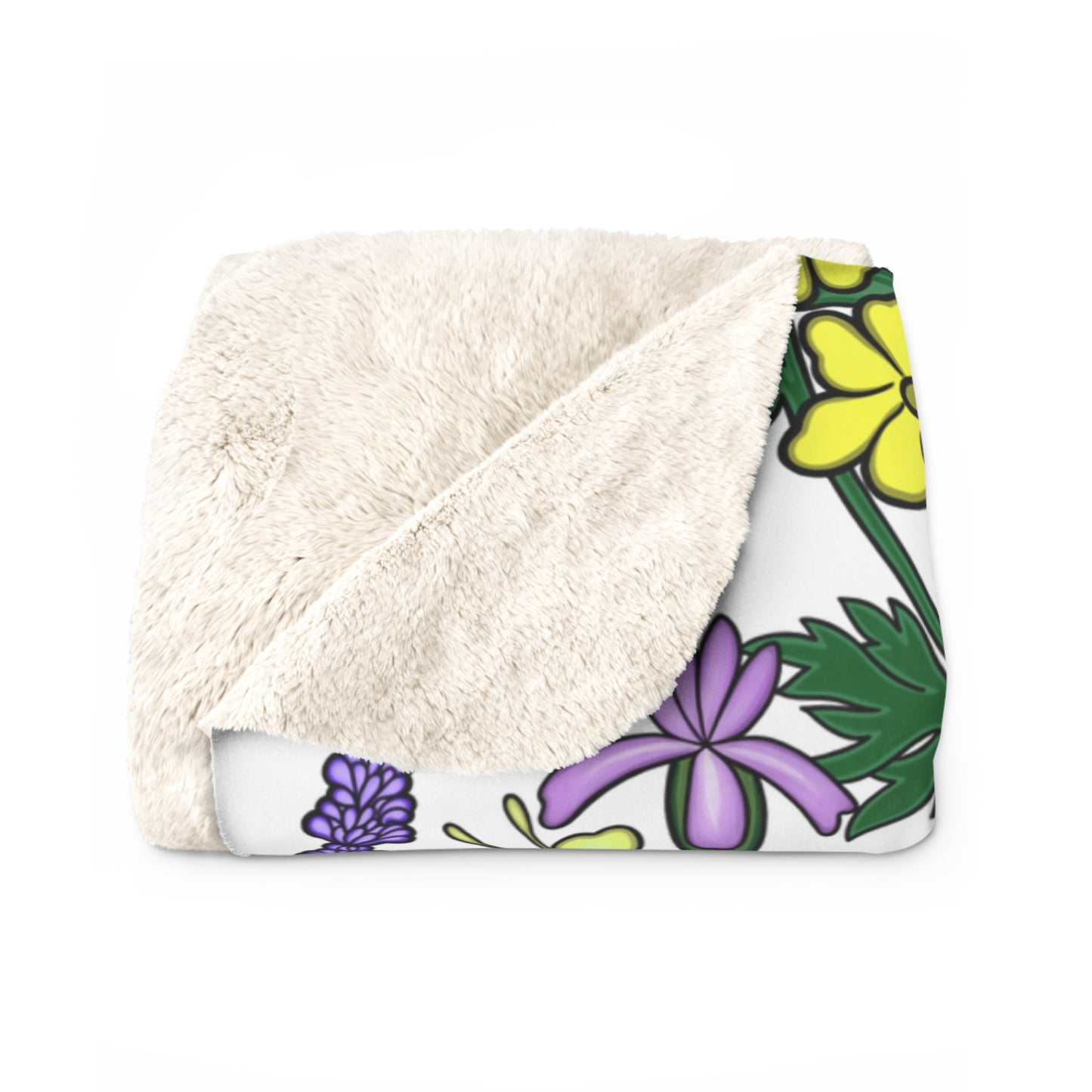 Flower Garden Cats Sherpa Fleece Blanket, Super Soft, Home Decor, Gift for Nature and Cat Lovers