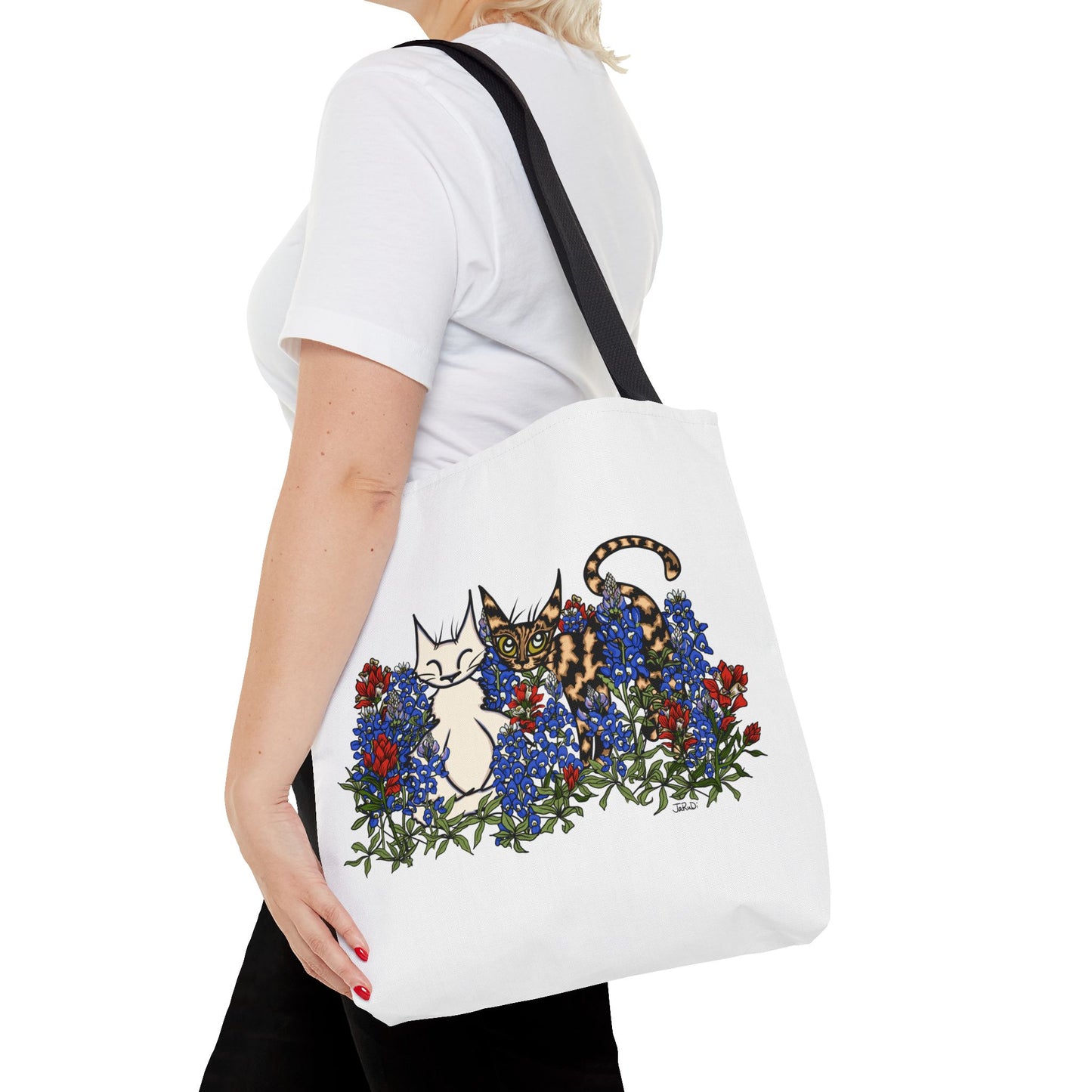 Floral Cat Tote Bag, Cute Cat Lover Gift, AOP Tote for Everyday Use, Pet Owner Tote, Spring Floral Bag