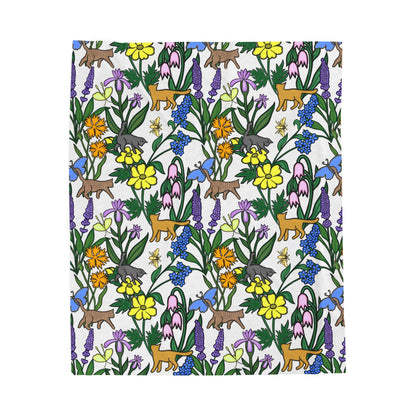 'Flower Garden Kitties' Velveteen Plush Blanket