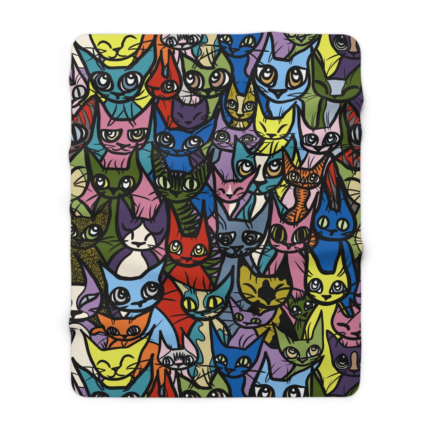 Super Soft Sherpa Fleece Blanket, Cozy Crowd in Bold Colors