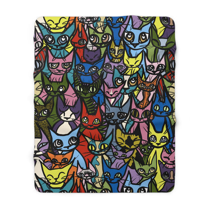 Super Soft Sherpa Fleece Blanket, Cozy Crowd in Bold Colors