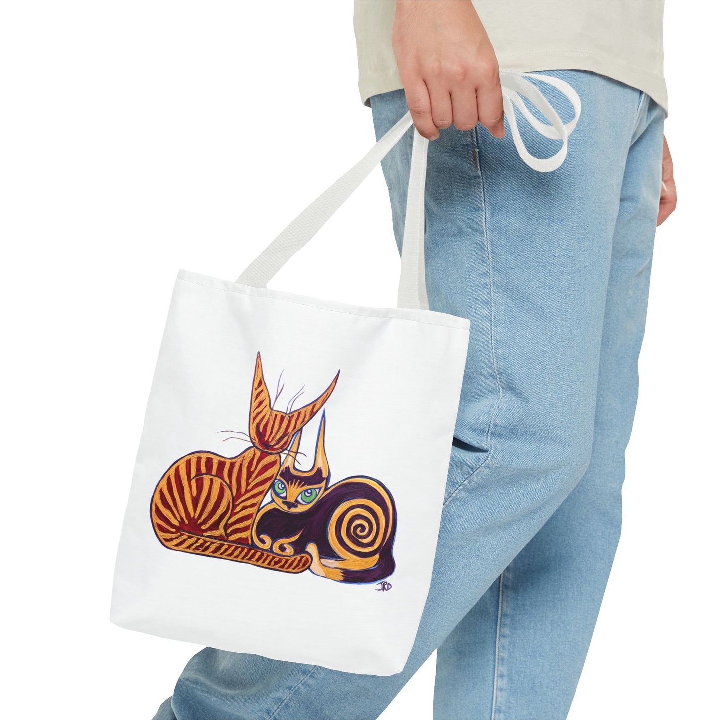 Artistic Cat Tote Bag, Cat Lover Gift, Stylish Reusable Bag, AOP Bag for Everyday Use, Eco-Friendly Cat Tote, Unique Gift for Her