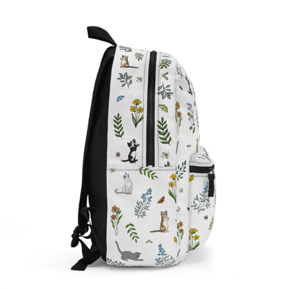 Wildflower Kittens and Bugs Backpack — Cute Floral Cat Print School Bag