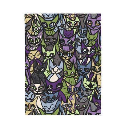 'Cozy Crowd' Velveteen Plush Blanket, Cool Colors