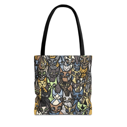 Cat Crowd Pattern Tote Bag, Stylish Reusable Shopping Bag, Eco-Friendly Gift for Cat Lovers, Pet Accessories, Everyday Carryall
