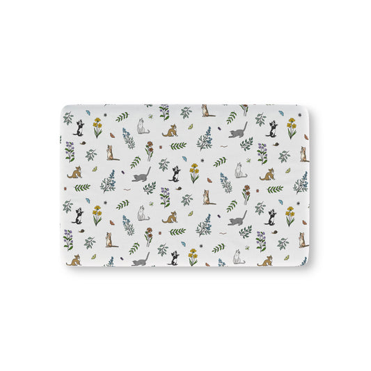 Spring Meodow Kittens Baby Fitted Crib Sheet — Neutral Nursery Bedding