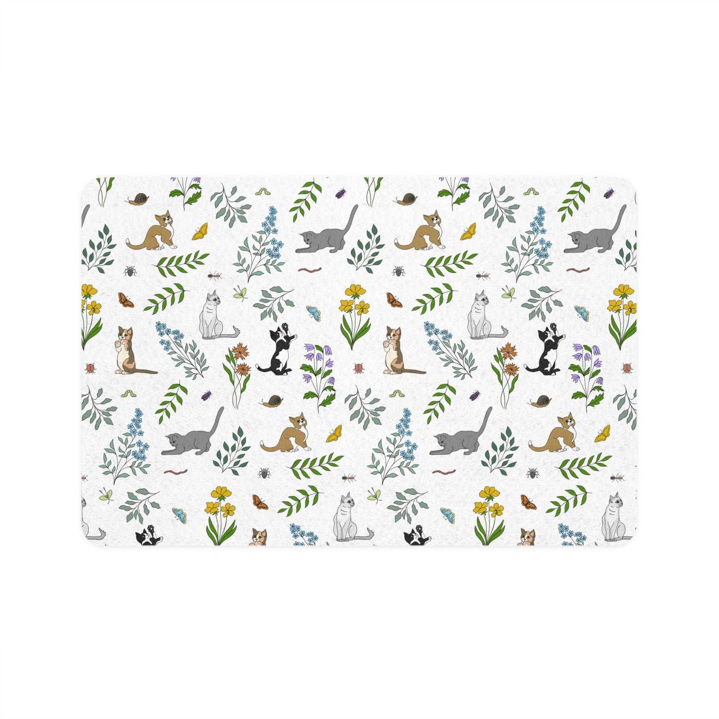 Pet Food Mat 12x18 Wildflower Kittens