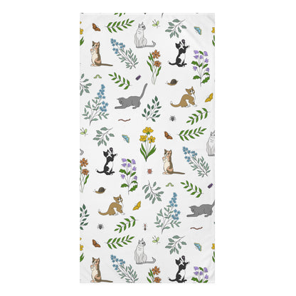 Wildflower Kittens Large Bath Towel