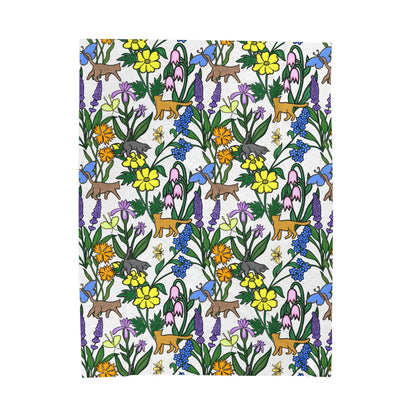 'Flower Garden Kitties' Velveteen Plush Blanket