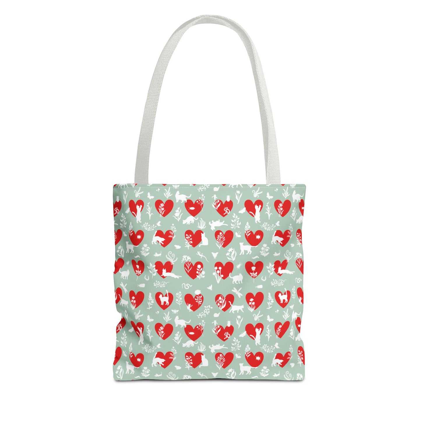Heart Patterns Seafoam Tote Bag, Stylish Shopping Tote, Gift for Her, Casual Beach Bag, Love Themed Accessory