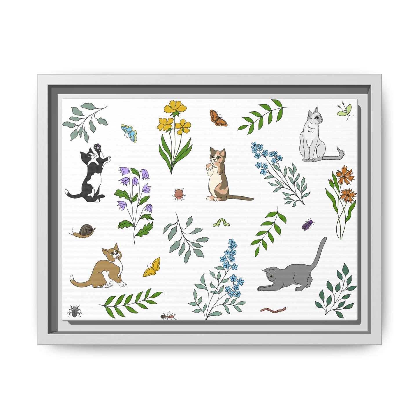 Wildflower Kittens Canvas Art Print