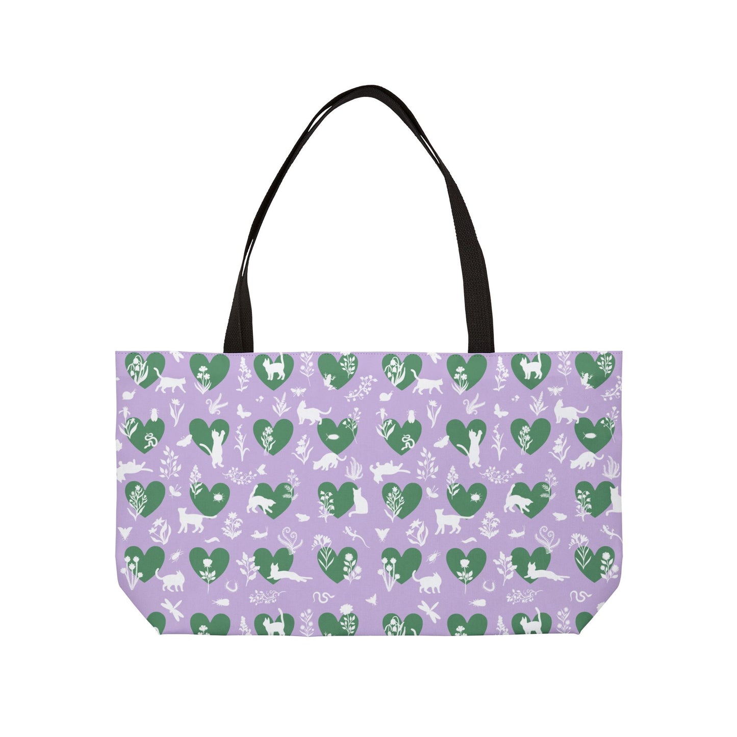 Charming Pet Lover's Weekender Tote Bag Lavender | Eco-Friendly Travel, Beach Bag, Picnic Tote, Animal Lover Gift, Heart Pattern Design